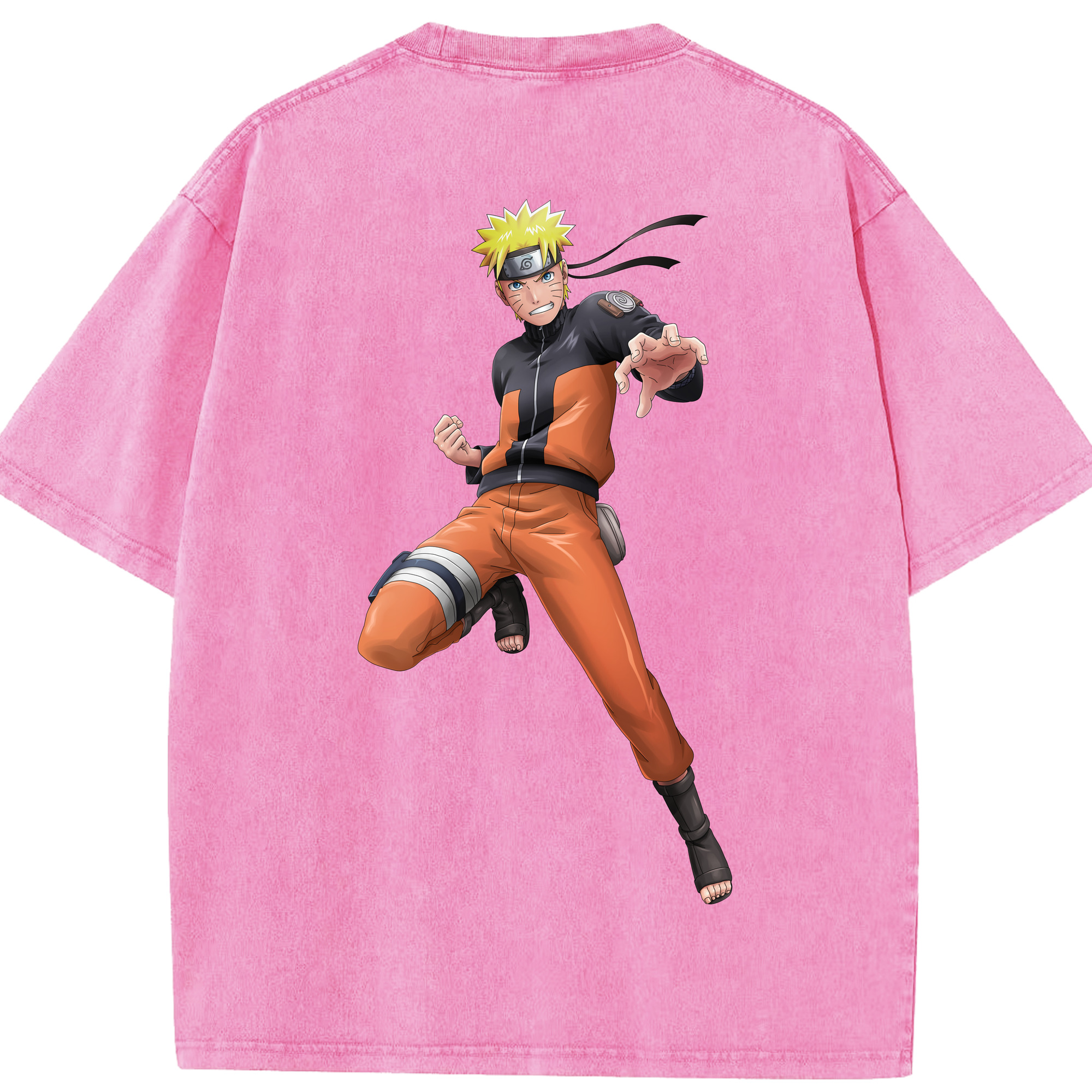 （画像用） NARUTO -ナルト- うずまき ナルト Uzumaki Naruto 綿100% ヴィンテージ風 半袖Tシャツ（背面プリント）
